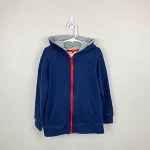 Mini Boden Navy Blue Shark Applique Zip Up Hoodie Sweatshirt Boys 6-7 - Picture 1 of 9