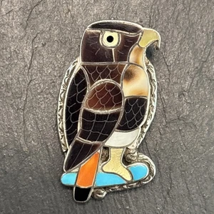 Porfilio Sheyka Zuni Eagle Pendant Pin Sterling Silver Vintage Unusual 11 - Picture 1 of 13