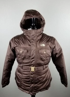 Chaqueta Parka The North Face 550 Niñas XL 18 Marrón Relleno de Plumón Cinturón Con Capucha Foto 1 de 4