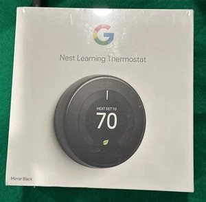 Google Nest Learning Thermostat 3d Generation New Factory Sealed T3018US Black - Picture 1 of 6