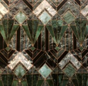 Marble Diamonds Graphic Green Anthracite Printed Art Deco Italian Velvet Fabric 