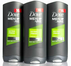 3x Dove Men+ Care Extra Fresh Mens Shower Gel Body Wash, LARGE, Soap, 400 ml XL - Picture 1 of 8