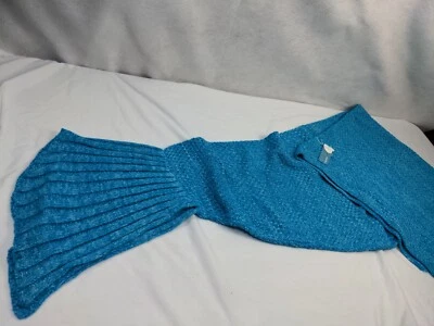 Manta cola de sirena - Saco de dormir de ganchillo tejido suave para adultos azul Foto 1 de 4