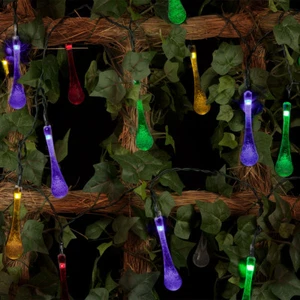 Luz de hadas con energía solar luz de cuerda multicolor 30 gota de agua boda - Imagen 1 de 2