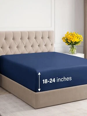 CGK UNLIMITED Extra Deep Queen Fitted Sheet - Hotel Luxury Single Fitted Sheet Only - Easil...