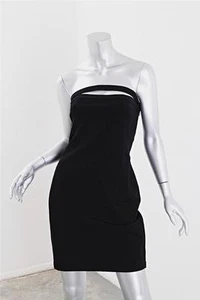 DSQUARED Womens Rayon Knit Strapless Tube Sheath Mini Little Black Dress L NEW - Picture 1 of 1