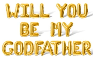 WILL YOU BE MY GODFATHER Letter Balloon Banner - Godfather Baptism Decorations - Picture 1 of 55