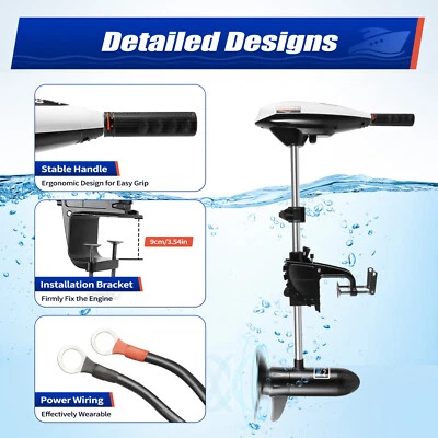 65LB Thrust Electric Outboard Trolling Motor Fishing Boat Engine Brush Motor 12V - Image 1 of 4