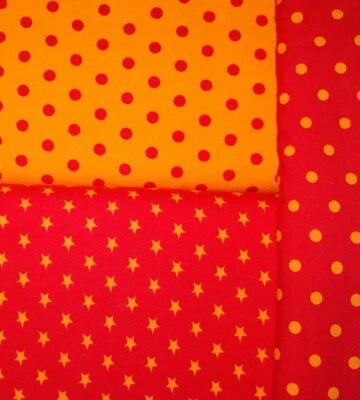 Jersey Sterne Punkte orange rot 2 farbig Baumwolljersey Meterware Stoff  - Bild 1 von 2