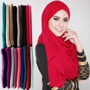 JERSEY DUBAI DE CALIDAD PREMIUM BUFANDA HIJAB CHAL ELÁSTICO MAXI LYCRA ENVOLTURA LYCRA LISA - Imagen 1 de 26