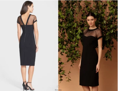 Vestido MAGGY LONDON Negro Transparente Ilusión Yugo Espalda en V Crepé Cóctel LBD 10 🖤 Foto 1 de 4