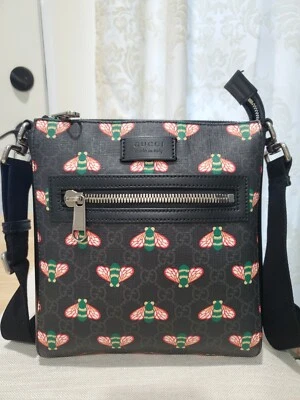 Gucci Bestiary Bee Monogram Black Coated Canvas Messenger Bag - Image 1 of 4