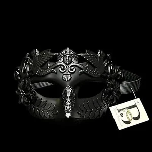 Venetian Greek Roman Warrior Egyptian Style MEN masquerade mask (BLACK) - Picture 1 of 4