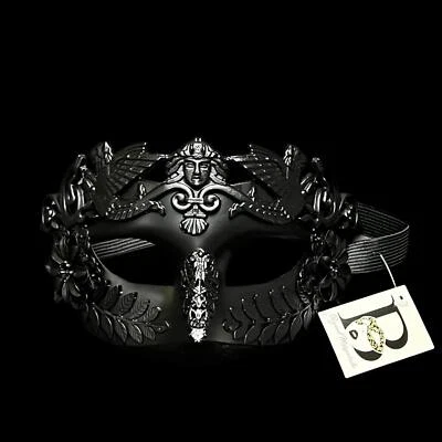 Venetian Greek Roman Warrior Egyptian Style MEN masquerade mask (BLACK) - Image 1 of 4