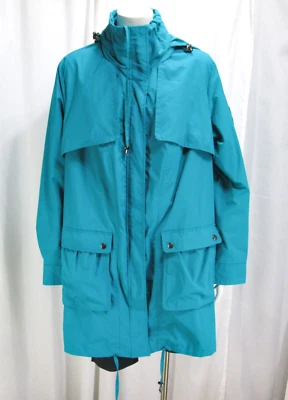 Chaqueta con capucha para mujer talla 18/20 verde azulado forro con cremallera hasta el muslo Foto 1 de 4