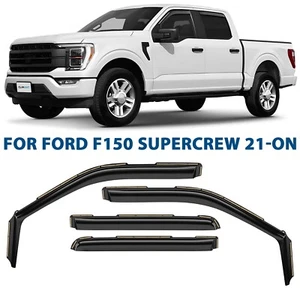 Rain Guards Vent Visors Shade for 2021-2025 Ford F-150 SuperCrew SHATTERPROOF - Picture 1 of 8