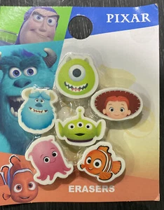 PIXAR PACK OF 6 ERASERS DISNEY PIXAR MOVIE - Picture 1 of 1