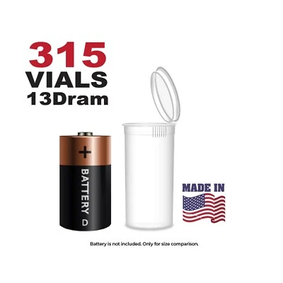 W GALLERY 315 White Vials - 13 DRAM Pop Top Bottle - Smell Proof Containers