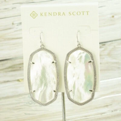 NWT Kendra Scott Danielle Ivory Pearl shell Drop earring Silver Tone - Image 1 of 4