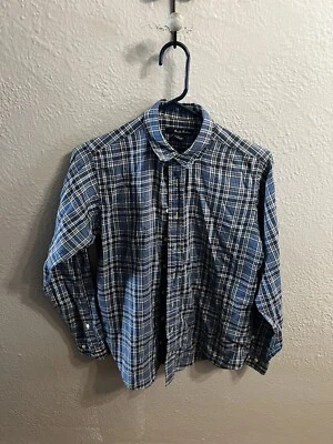 Brooks Brothers 346 Plaid Blue Long Sleeve Button-up Boys Shirt Youth Size Large - Image 1 of 4
