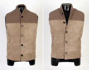 Brunello Cucinelli Suede Leather / Cashmere Puffer Vest - Tan - S - $4895 Retail - Picture 1 of 17