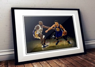 Stephen Curry Golden State Against Kobe NBA Autographed Poster Print. A3 A2 A1 - image 1 of 2