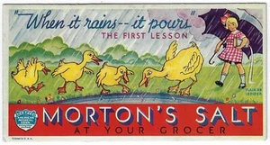 Vintage Morton's Salt Advertising Ink Blotter Girl with Umbrella Ducks - Picture 1 of 2