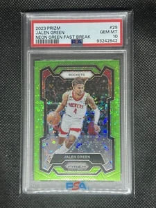 2023 Panini Prizm JALEN GREEN 4/5 NEON GREEN PSA 10 GEM MT Jersey/Number Match - Picture 1 of 3