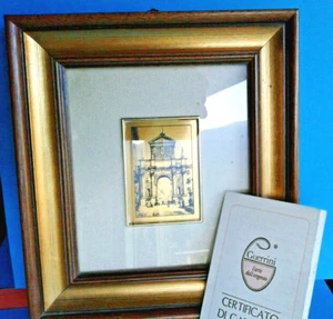 GUERRINI CERTIFIED ""ARCH OF CHIERI"" SILKSCREEN PLATE SILVER 800 & 24KT GOLD - Picture 1 of 4