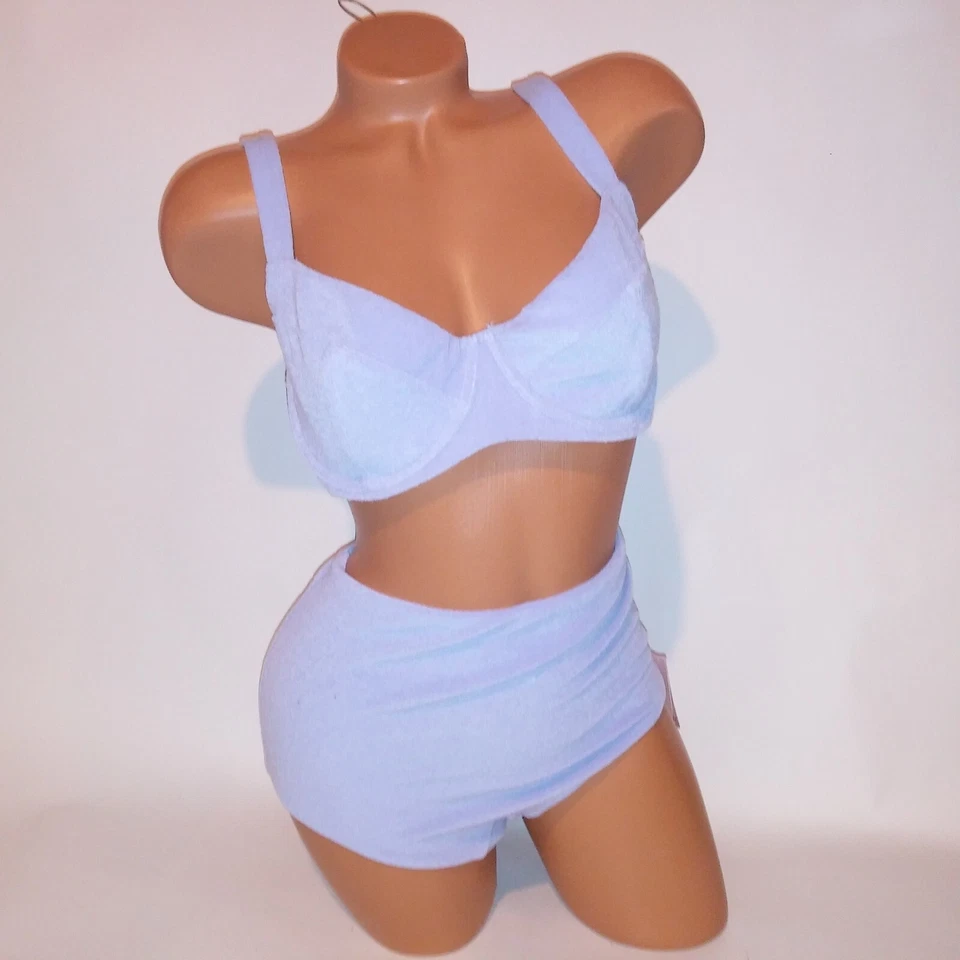 Bikini de natación Victoria Secret 36DD superior medio inferior púrpura tela de felpa lisa alta Foto 1 de 4