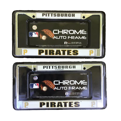 Lot of 2 Pittsburgh Pirates MLB Metal Chrome License Plate Frame Auto Car - Image 1 of 4