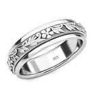 Floral Fidget Spinner Ring Anxiety Ring 925 Sterling Silver Meditation Ring