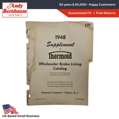 1948 Supplement to Thermoid Wholesale Brake Lining Catalog Ford Chevy Dodge Nash - Image 1 of 4