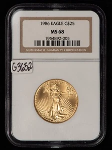 1986 G$25 1/2 oz Gold American Eagle - NGC MS 68 - SKU-G3652 - Picture 1 of 4