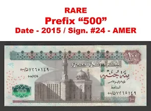 Egypt - 2015 - Replacement 500 - 100 Pounds - Pick-76 - Sign #24 - AMER - Picture 1 of 2