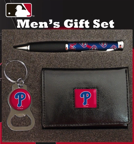 Philadelphia Phillies Team Sports MLB Tri Fold Gift Set, Wallet, Key Ring, Pen Cover