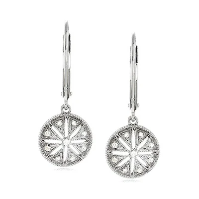 Vintage Style Diamond Circle Earrings in Sterling Silver - Image 1 of 4