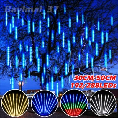 80 Tubes LED Meteor Shower Rain Lights Falling Icicle String Lights Christmas UK