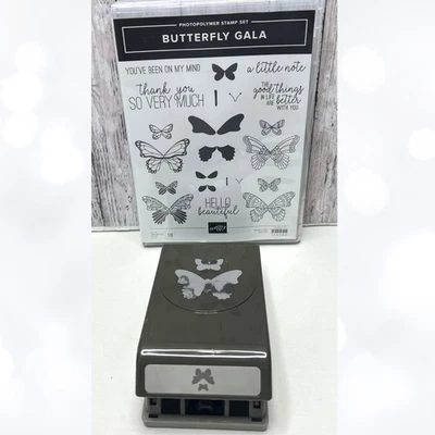 Stampin Up BUTTERFLY GALA Butterflies Rubber Stamps Punch AS IS** - Imagem 1 de 3