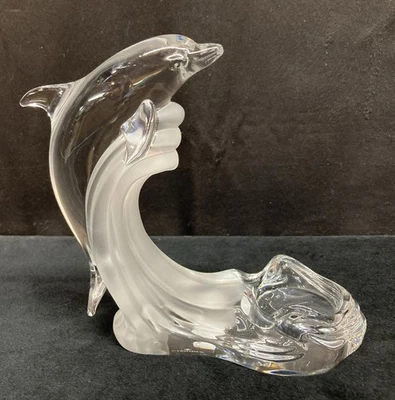 Candelabro Lenox Cristal Delfín Saltando Ondas Luz de Té Alemania Foto 1 de 4