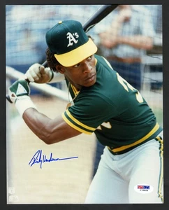 Rickey Henderson SIGNIERTES 8x10 Foto Oakland A's PSA/DNA HANDSIGNIERT HOF Leichtathletik - Bild 1 von 1