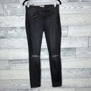 Jeans stiletto Current/Elliott The Soho calibro denim distruggi nero taglia 27 - Foto 1 di 7