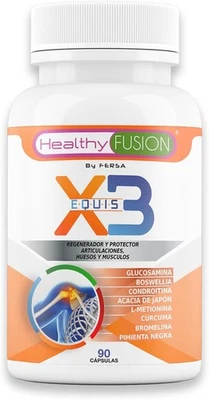 HEALTHY FUSION Potente Cúrcuma Orgánica con Glucosamina, Condroitina y Colágeno | 90 Cápsulas.