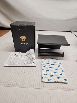 Soporte de Papel Higiénico con Estante, Gris A Prueba de Óxido Montaje en Pared Autoadhesivo Foto 1 de 4