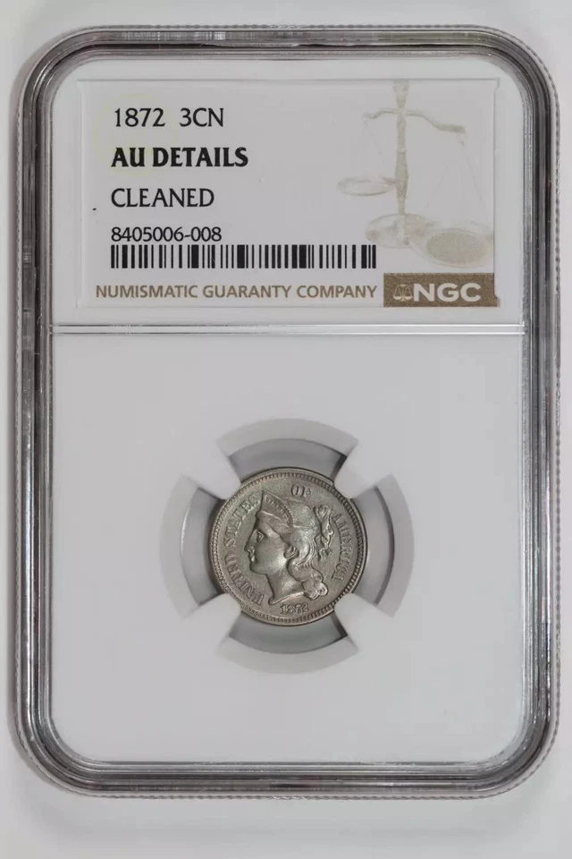1872 THREE CENT NICKEL NGC AU DETAILS - Image 1 of 2