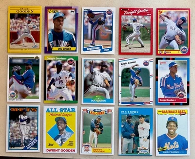 Lot 15 - Dwight Gooden - 1986 to 1991 Topps Fleer Donruss UD Cards New York Mets Foto 1 de 4