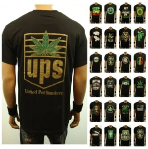 Para hombres Divertida Gráfica Negra Camiseta Hierba Marihuana Cannabis Olla Moda Dinero Hip Hop - Imagen 1 de 26