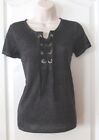 Cloud Chaser Short Sleeve Lace Up Top BLACK  Women's Jr. Sz. S NWT MSPR$30