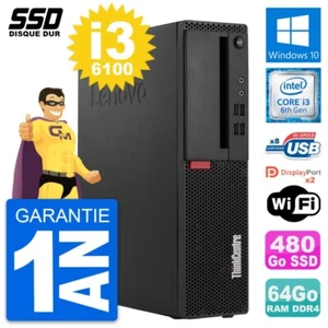 PC Lenovo Thinkcentre M910s SFF Intel i3-6100 RAM 64Go SSD 480Go Windows 10 Wifi - Bild 1 von 7