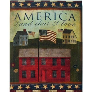 NWT America Land That I Love Mounted Canvas 14"x11" Americana Country Charm - Picture 1 of 7